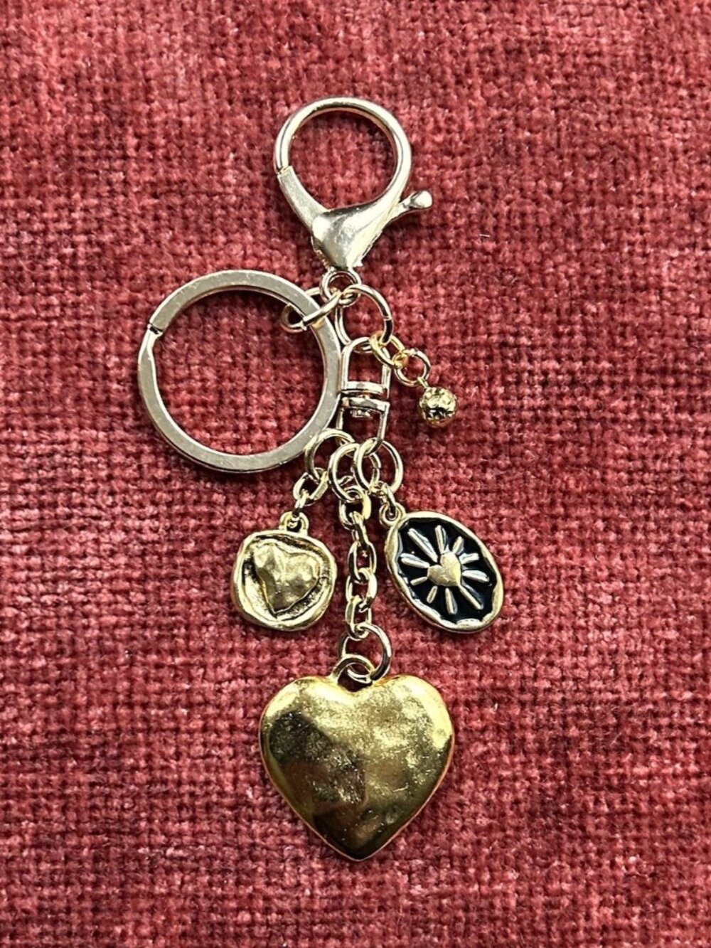 New HEARTS ALLOVER Bag Charm Gold Tone 💕